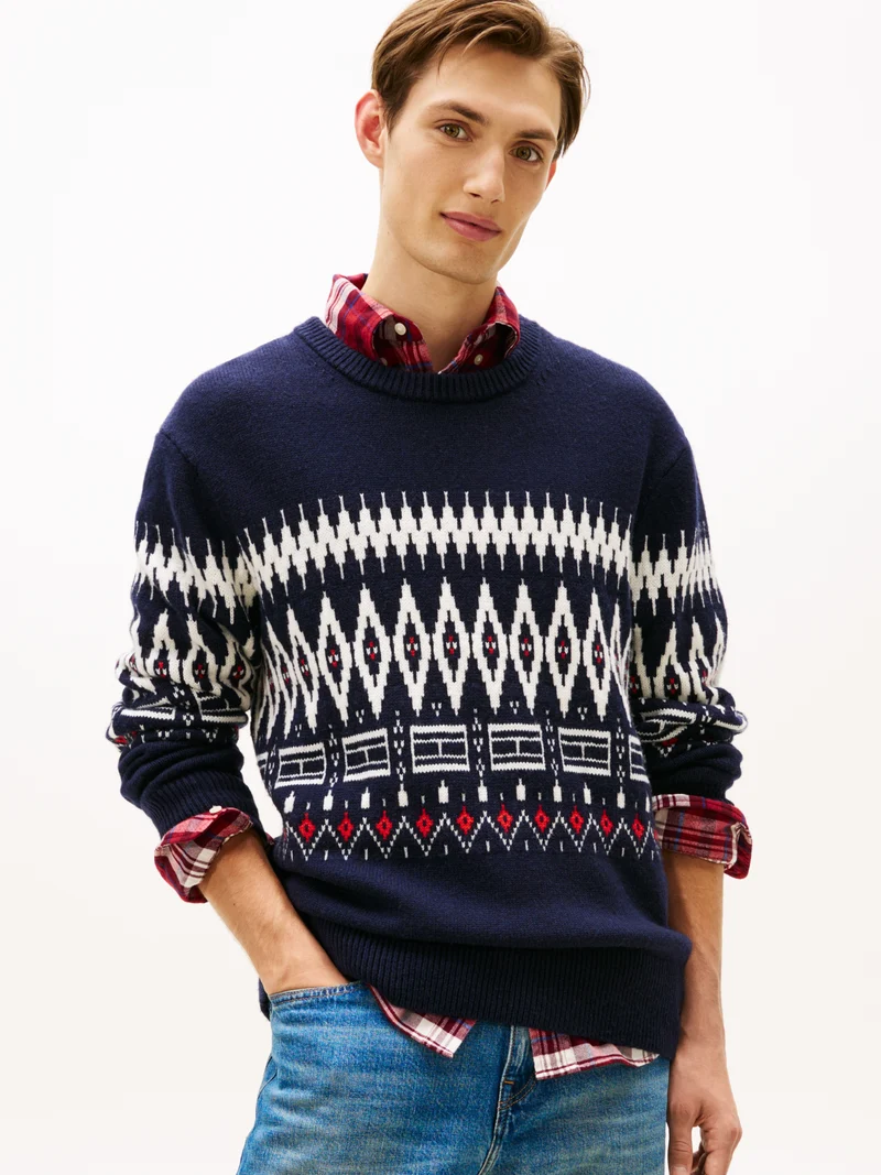 PLACED FAIRISLE Wollmix Pullover