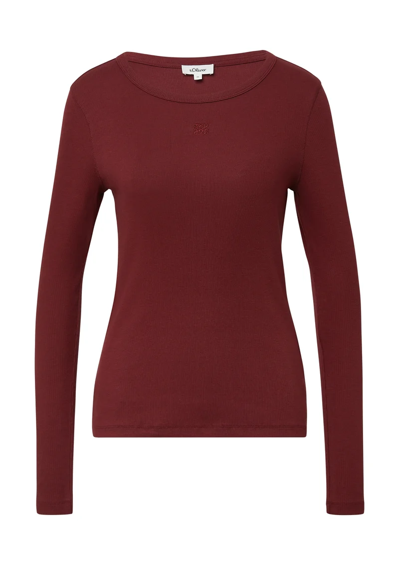 Ripp-Langarmshirt mit Stickerei