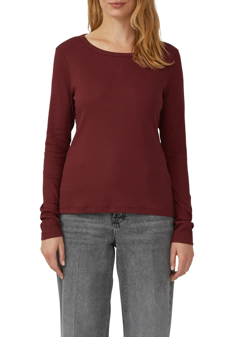 Ripp-Langarmshirt mit Stickerei