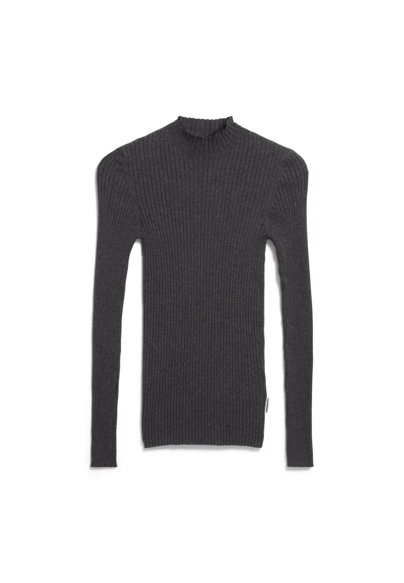 Rippstrickpullover mit Mock-Ausschnitt
