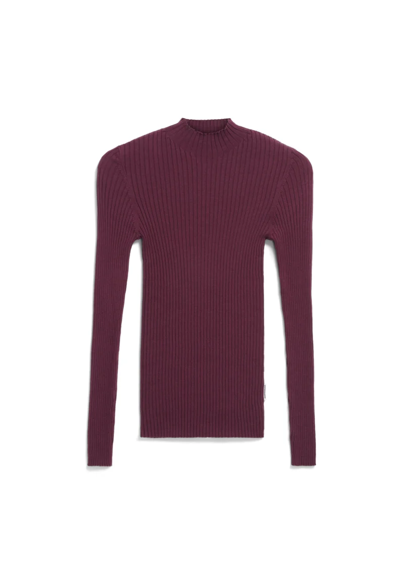 Rippstrickpullover mit Mock-Ausschnitt