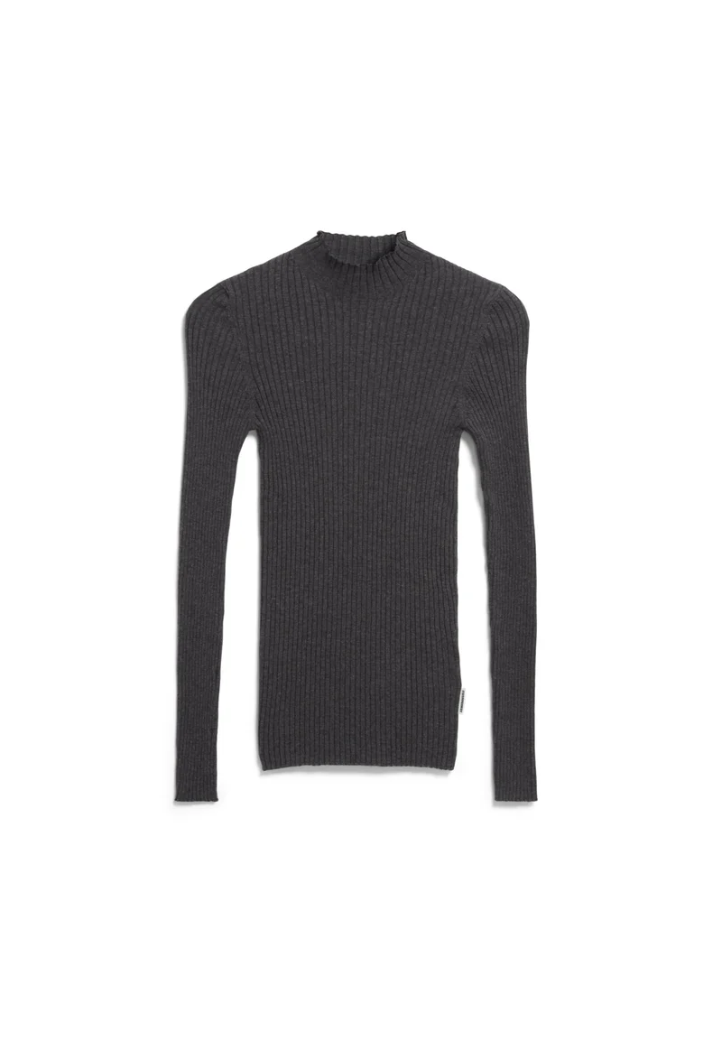 Rippstrickpullover mit Mock-Ausschnitt