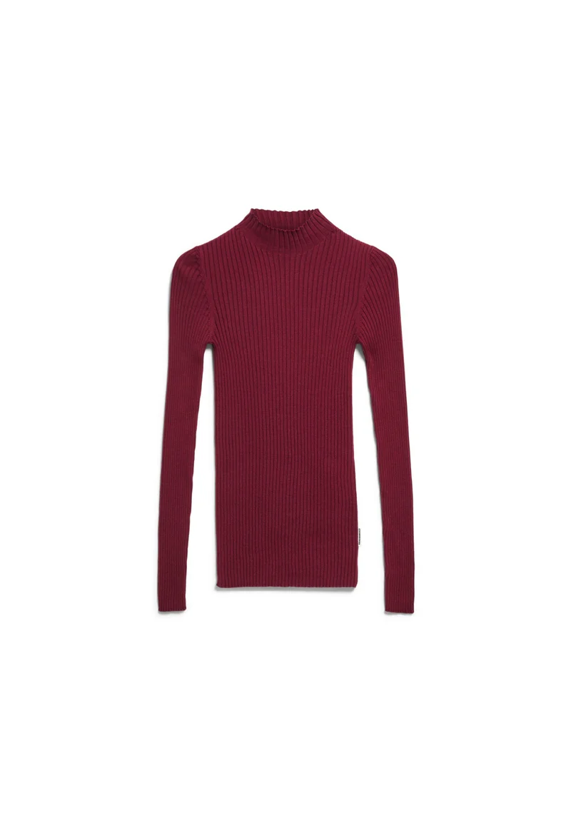 Rippstrickpullover mit Mock-Ausschnitt