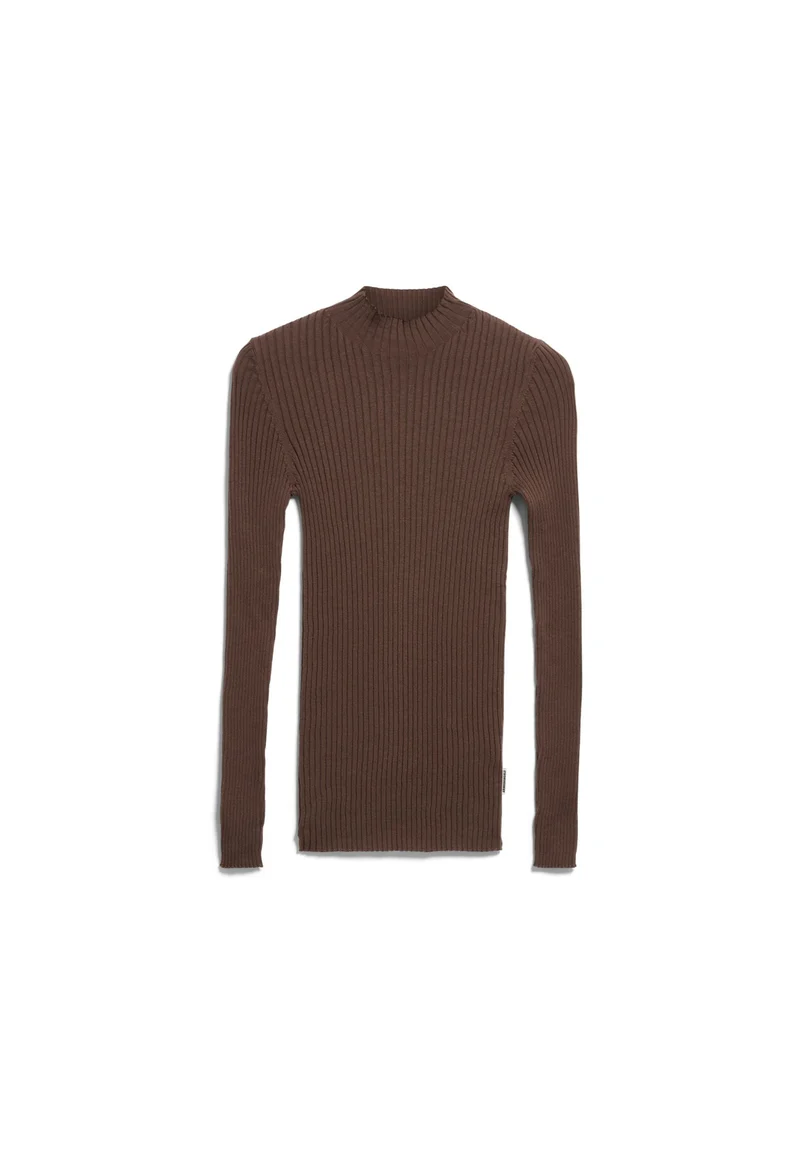 Rippstrickpullover mit Mock-Ausschnitt