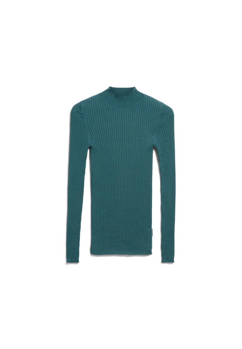 Rippstrickpullover mit Mock-Ausschnitt