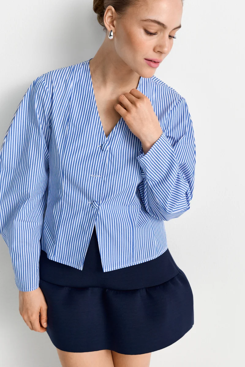 Baumwollbluse mit Streifen