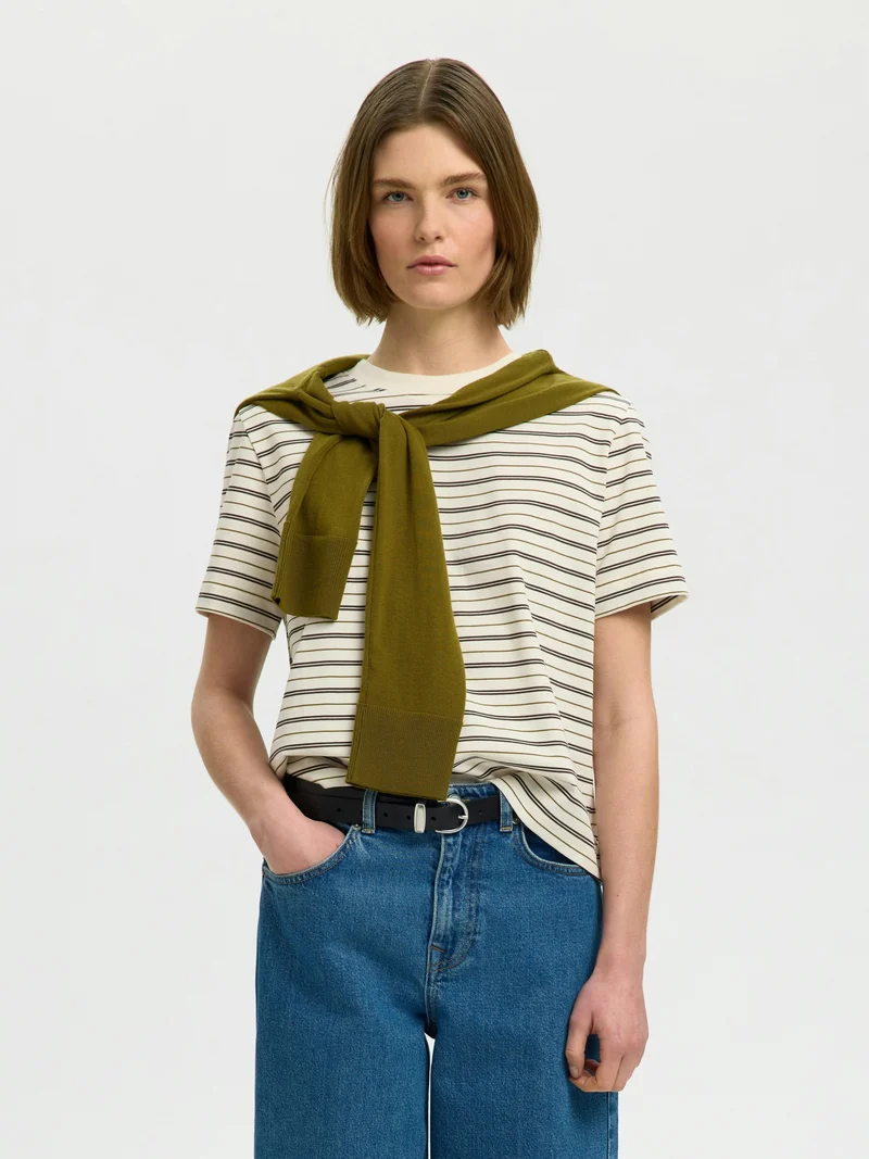 SLWESSENTIAL Boxy T-Shirt aus Baumwolle mit Streifen