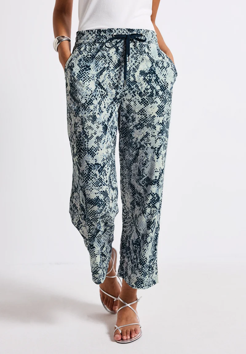 Gemusterte Wide Leg Hose