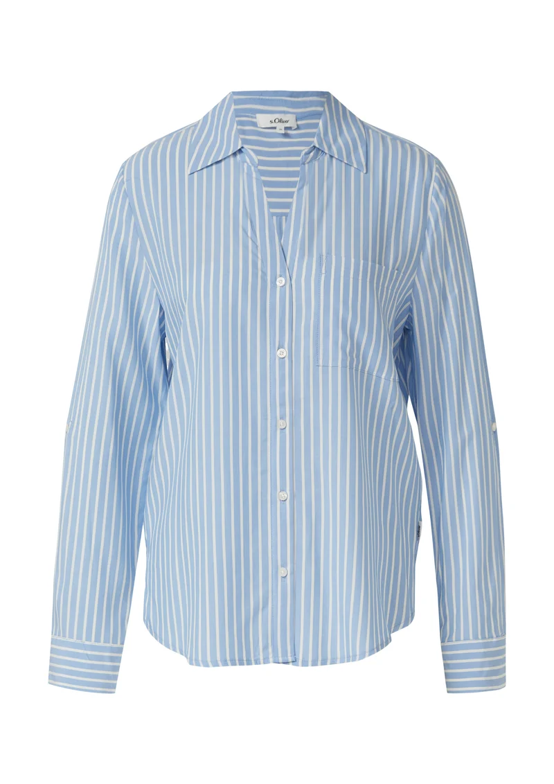 Viskosebluse mit Streifen in Regular Fit