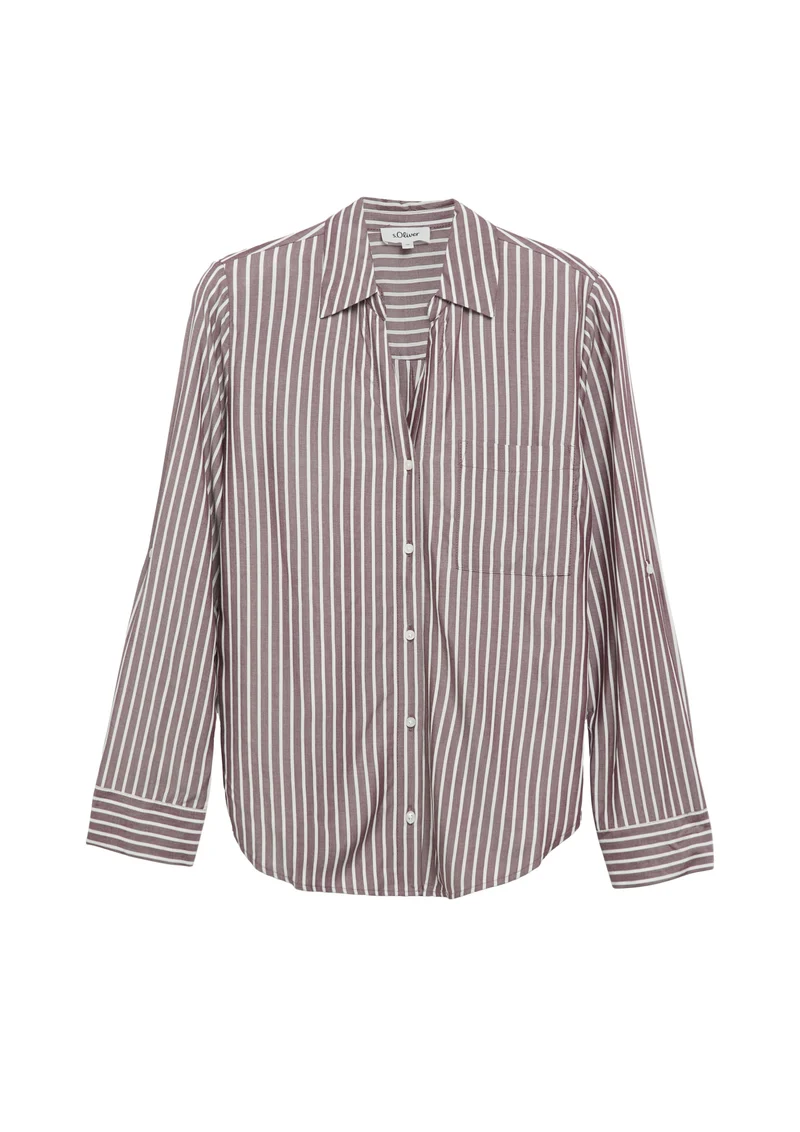Viskosebluse mit Streifen in Regular Fit