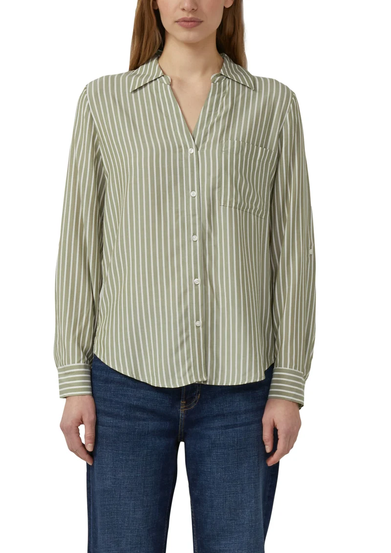 Viskosebluse mit Streifen in Regular Fit