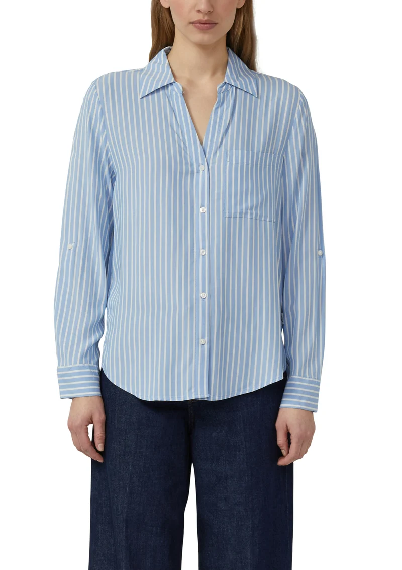 Viskosebluse mit Streifen in Regular Fit