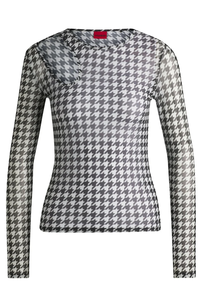 Bedrucktes Longsleeve aus Mesh