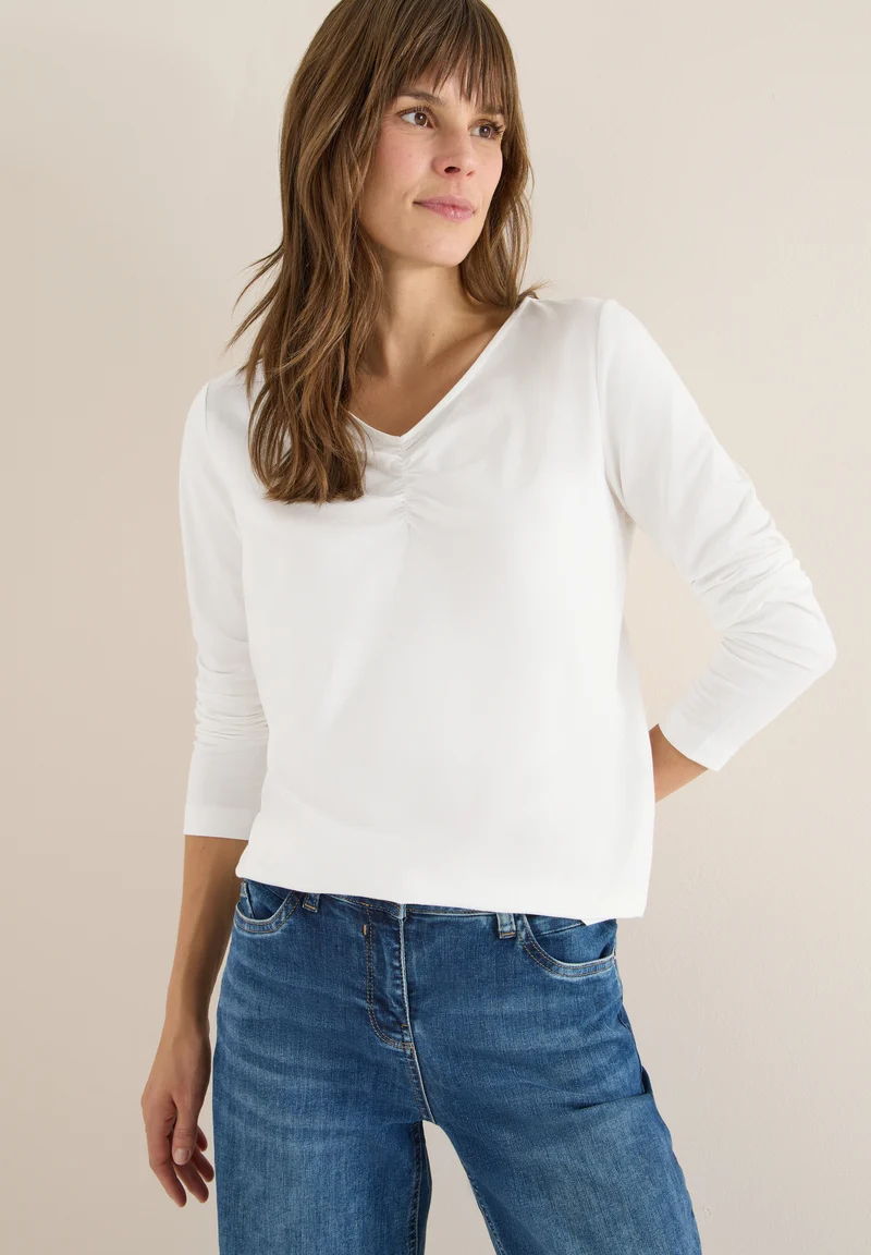 Basic Shirt mit Raffung